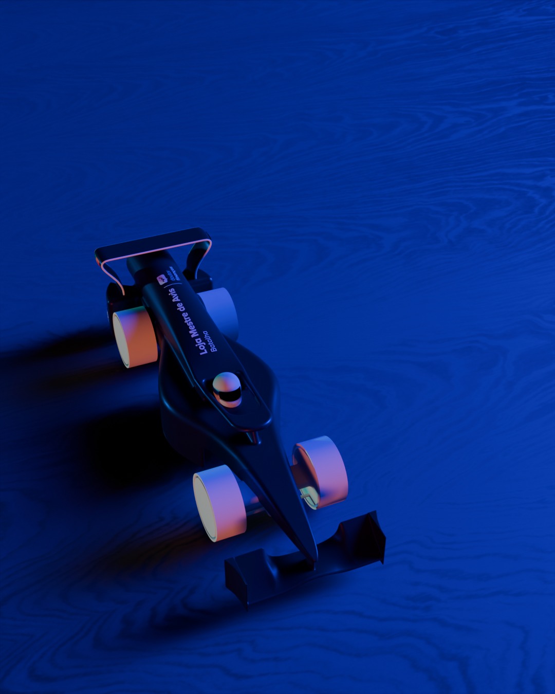 Render do carro Laika Racing em perspetiva lateral